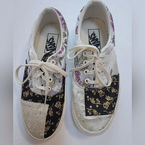 Vans Women's Classic Era Satin Floral Patchwork Lace Up Sneakers Size 6.5